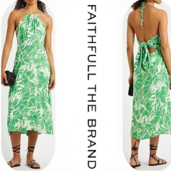 NWT Faithfull the Brand Taormina El Marsa Print Midi Dress Tropical Size USA 8 - Picture 1 of 10
